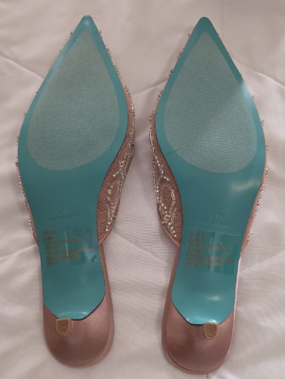 Betsey Johnson Nude Sequin Pointed Slip-On Mules - Picture 3 of 7